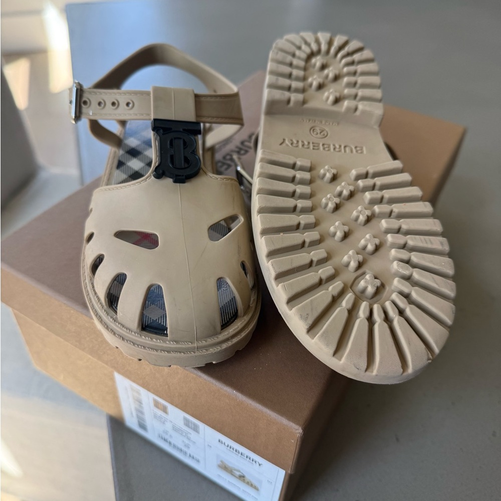 Burberry Kids Tan Logo Clog Sandals - Picture 7 of 12